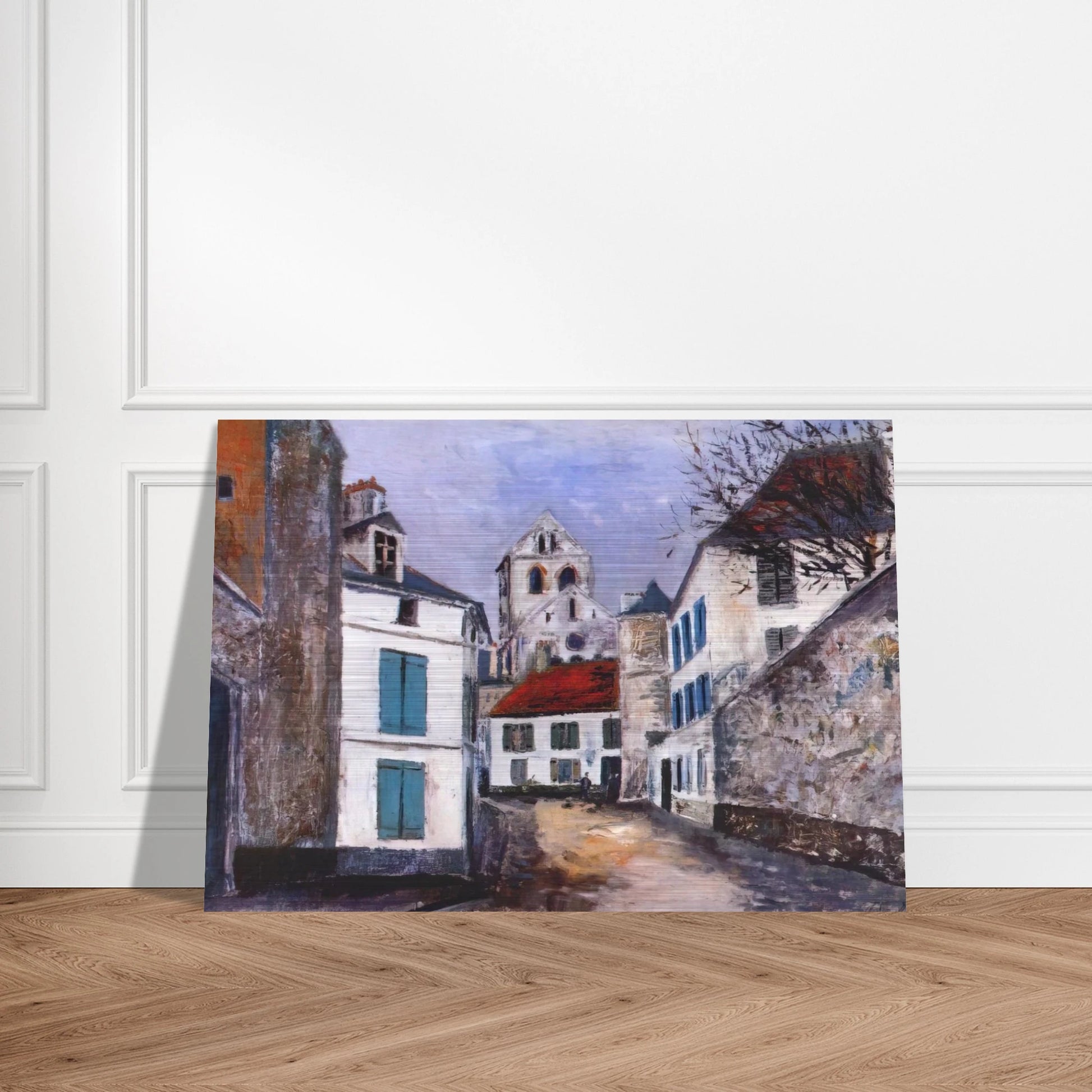 VILLAGE STREET - Maurice Utrillo Brushed Aluminum Print - 70x100 cm / 28x40 inches | Maurice Utrillo Aluminum Print | Maurice Utrillo Prints