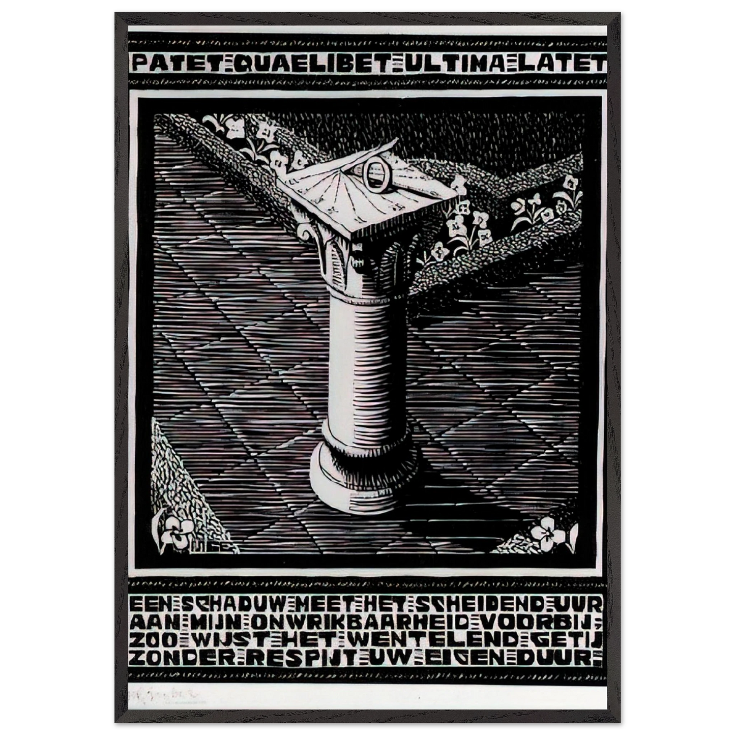 EMBLEMATA SUNDIAL - MC Escher 70x100 cm / 28x40 inches Framed Art Print – Black Wooden Frame | Maurits Cornelis Escher Prints