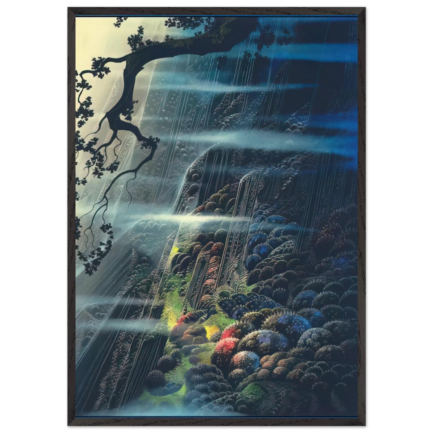 Evening Magic - Eyvind Earle 70x100 cm / 28x40 inches Framed Art Print – Black Wooden Frame