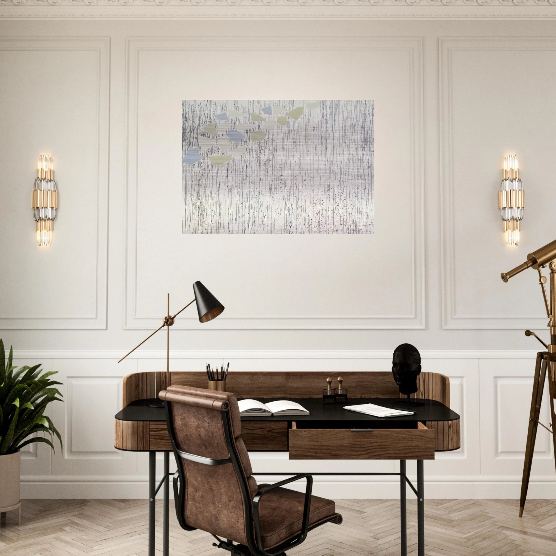Pale colors on runs - Abstract Expressionism - Robert Goodnough Brushed Aluminum Print - 70x100 cm / 28x40 inches | Robert Goodnough Aluminum Print | Robert Goodnough Prints