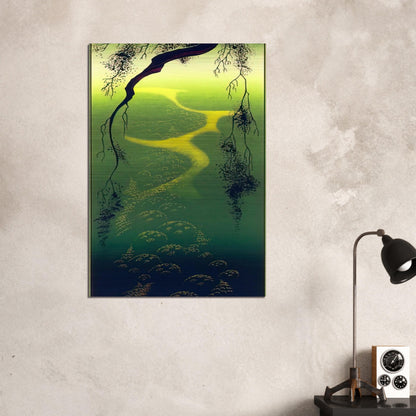 Green Mist - Eyvind Earle Brushed Aluminum Print - 70x100 cm / 28x40 inches | Eyvind Earle Aluminum Print | Eyvind Earle Prints