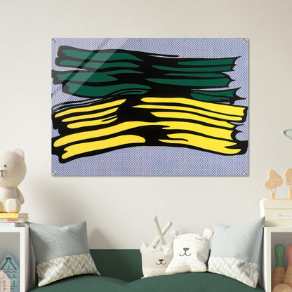 YELLOW AND GREEN BRUSHSTROKES 1966 0 - Roy Lichtenstein Acrylic Print - 70x100 cm / 28x40″ inches