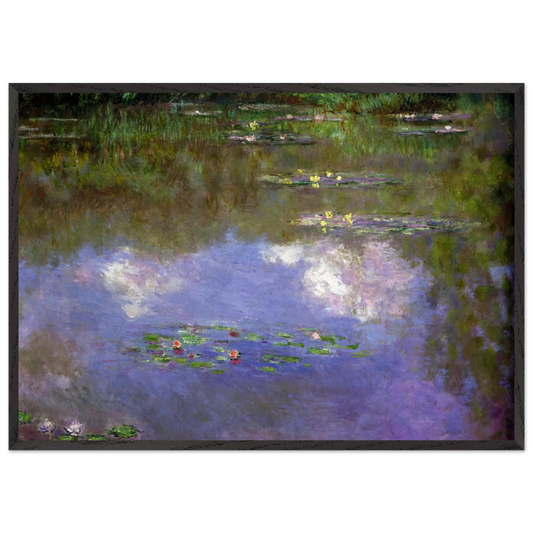 Water Lilies The Clouds - claude monet 70x100 cm / 28x40 inches Framed Art Print – Black Wooden Frame
