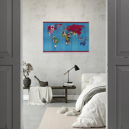 MAPPA DEL MONDO 1988 - Alighiero Boetti Brushed Aluminum Print - 70x100 cm / 28x40 inches | Alighiero Boetti Aluminum Print | Alighiero Boetti Prints