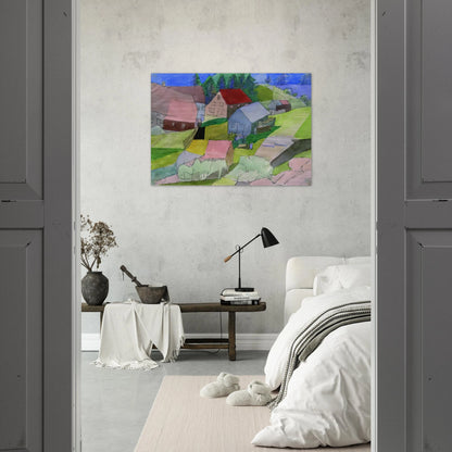 Häuser im Schwarzwald - Naïve Art Primitivism - Johannes Itten Brushed Aluminum Print - 70x100 cm / 28x40 inches | Johannes Itten Aluminum Print | Johannes Itten Prints