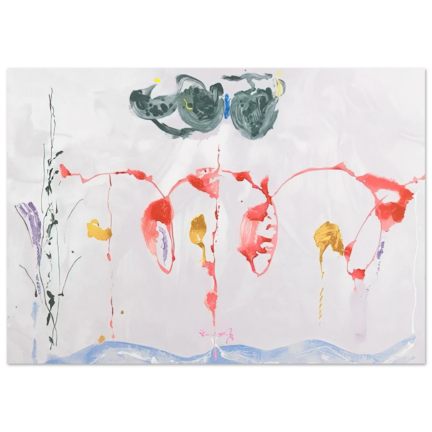 Helen Frankenthaler - Aerie - 2009 Wall art - 21x29.7 cm / 8x12" - Premium Wooden Framed Poster With Fine Art Paper-canvas - Black frame