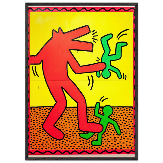 UNTITLED 1982 1 N2 - Keith Haring 70x100 cm / 28x40 inches Framed Art Print – Black Wooden Frame