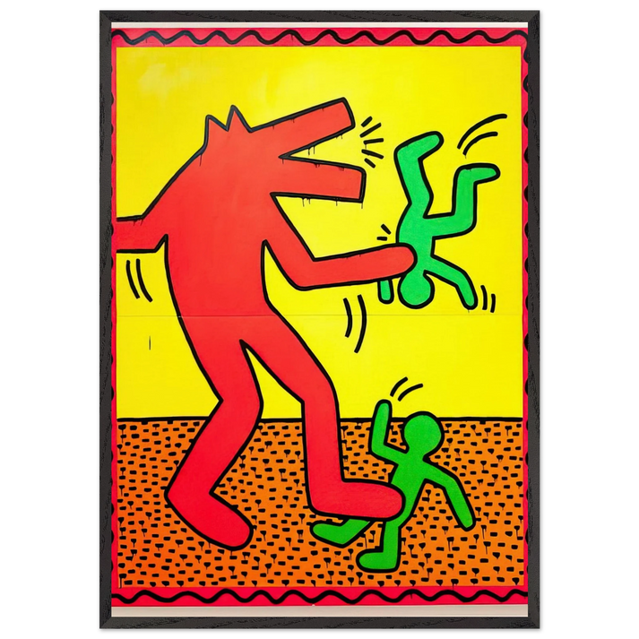 UNTITLED 1982 1 N2 - Keith Haring 70x100 cm / 28x40 inches Framed Art Print – Black Wooden Frame