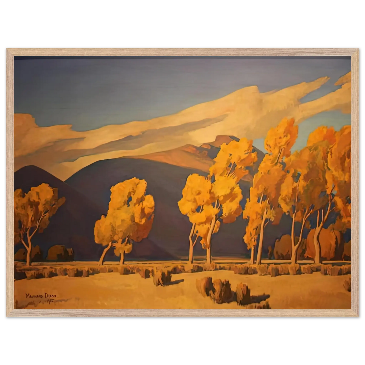Maynard Dixon - NOVEMBER IN NEVADA 1935 Wall art - 50x70 cm / 20x28 Inches - Premium Wooden Framed Poster With Fine Art Paper - Black frame