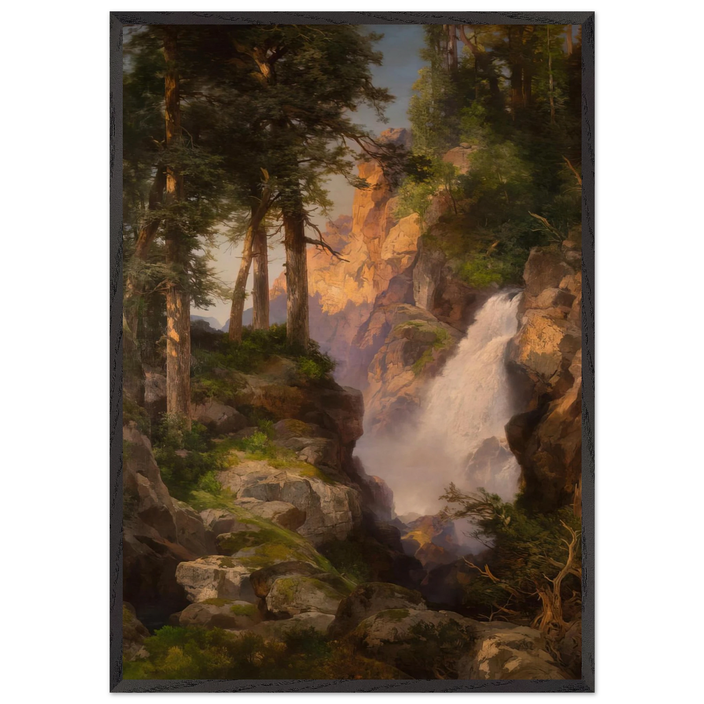 Falls at Toltec Gorge - Thomas Moran 70x100 cm / 28x40 inches Framed Art Print – Black Wooden Frame