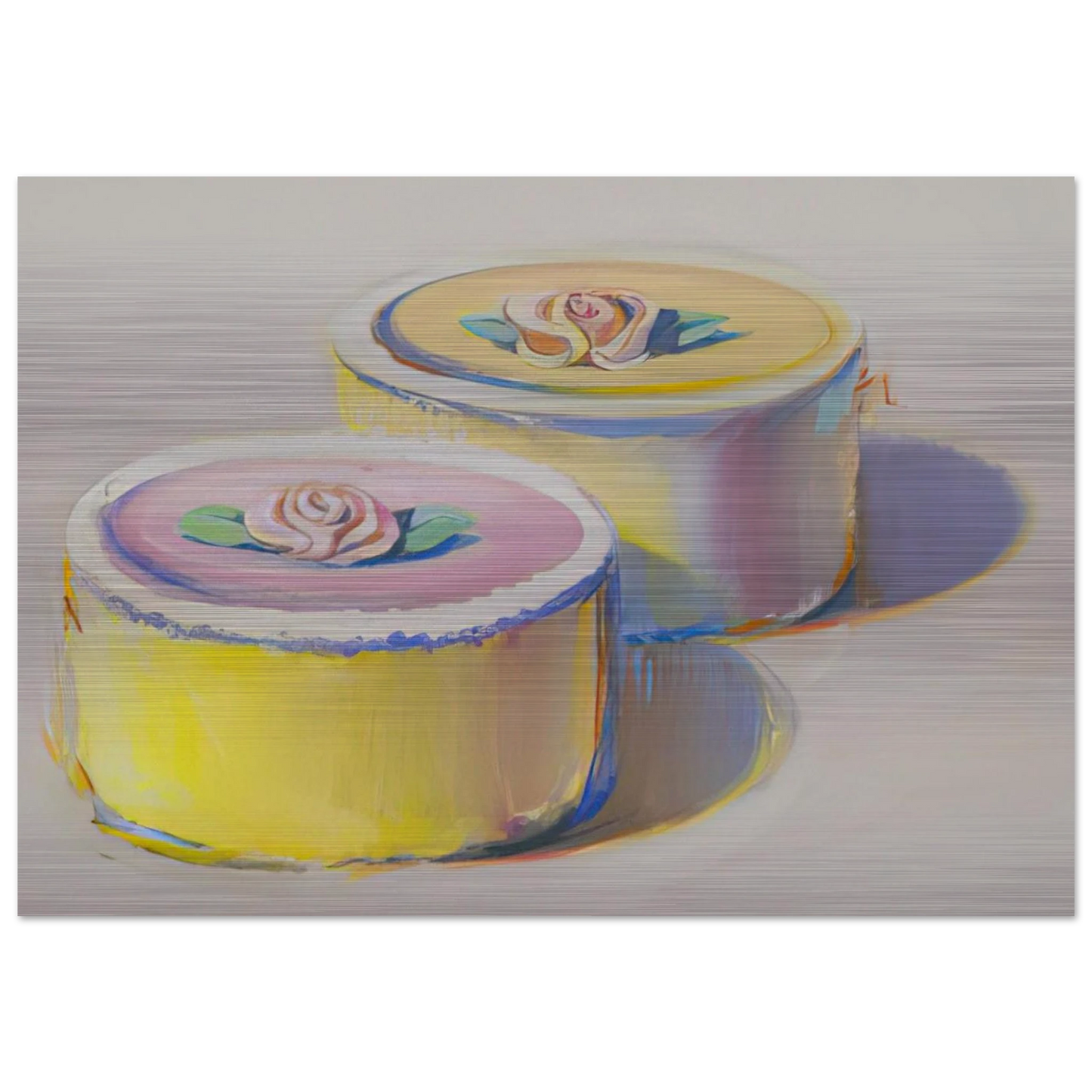 Rosebud Cakes - 1995 - Wayne Thiebaud Brushed Aluminum Print - 70x100 cm / 28x40 inches | Wayne Thiebaud Aluminum Print | Wayne Thiebaud Prints