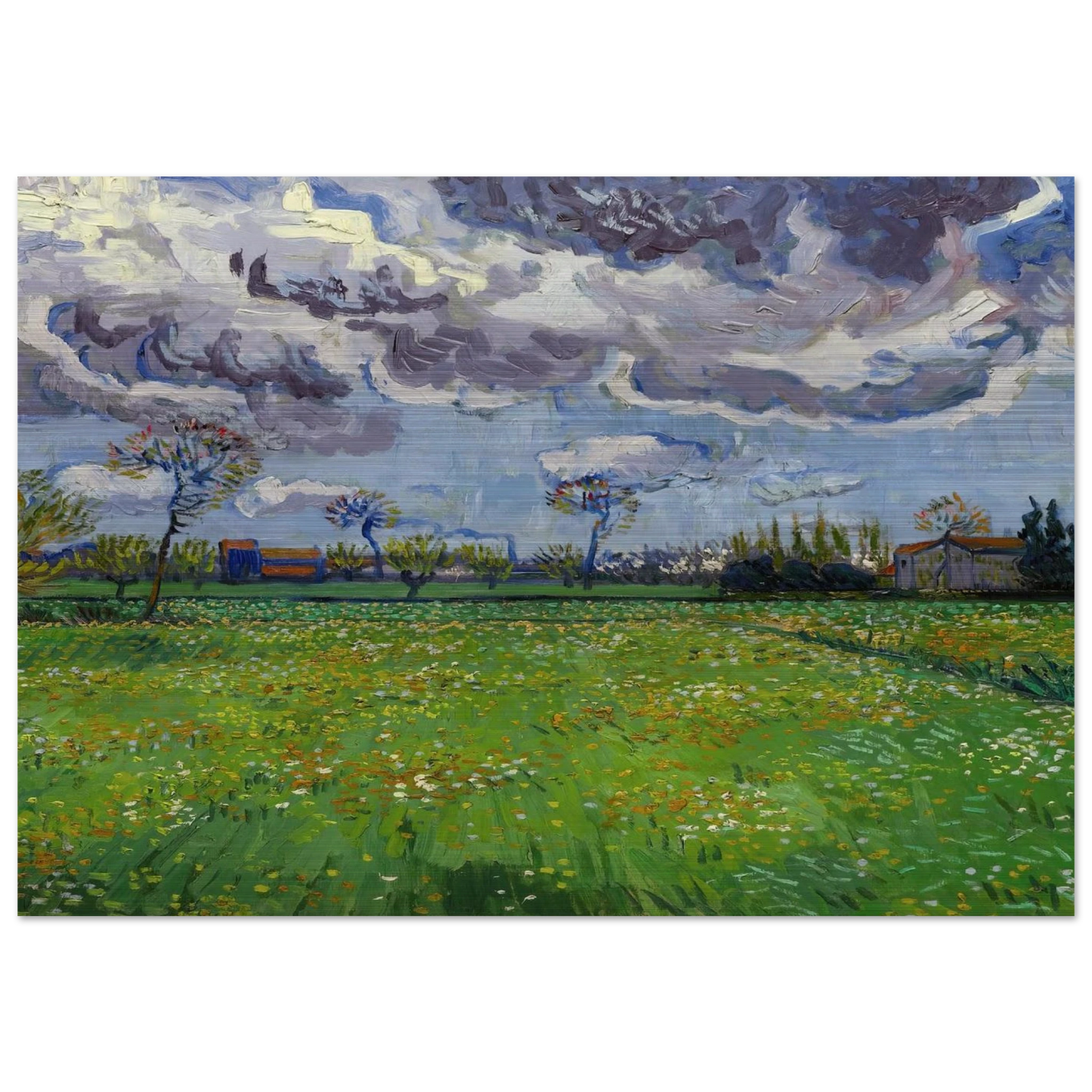 Landscape under a Stormy Sky - Vincent van Gogh Brushed Aluminum Print - 70x100 cm / 28x40 inches | Vincent van Gogh Aluminum Print | Vincent van Gogh Prints