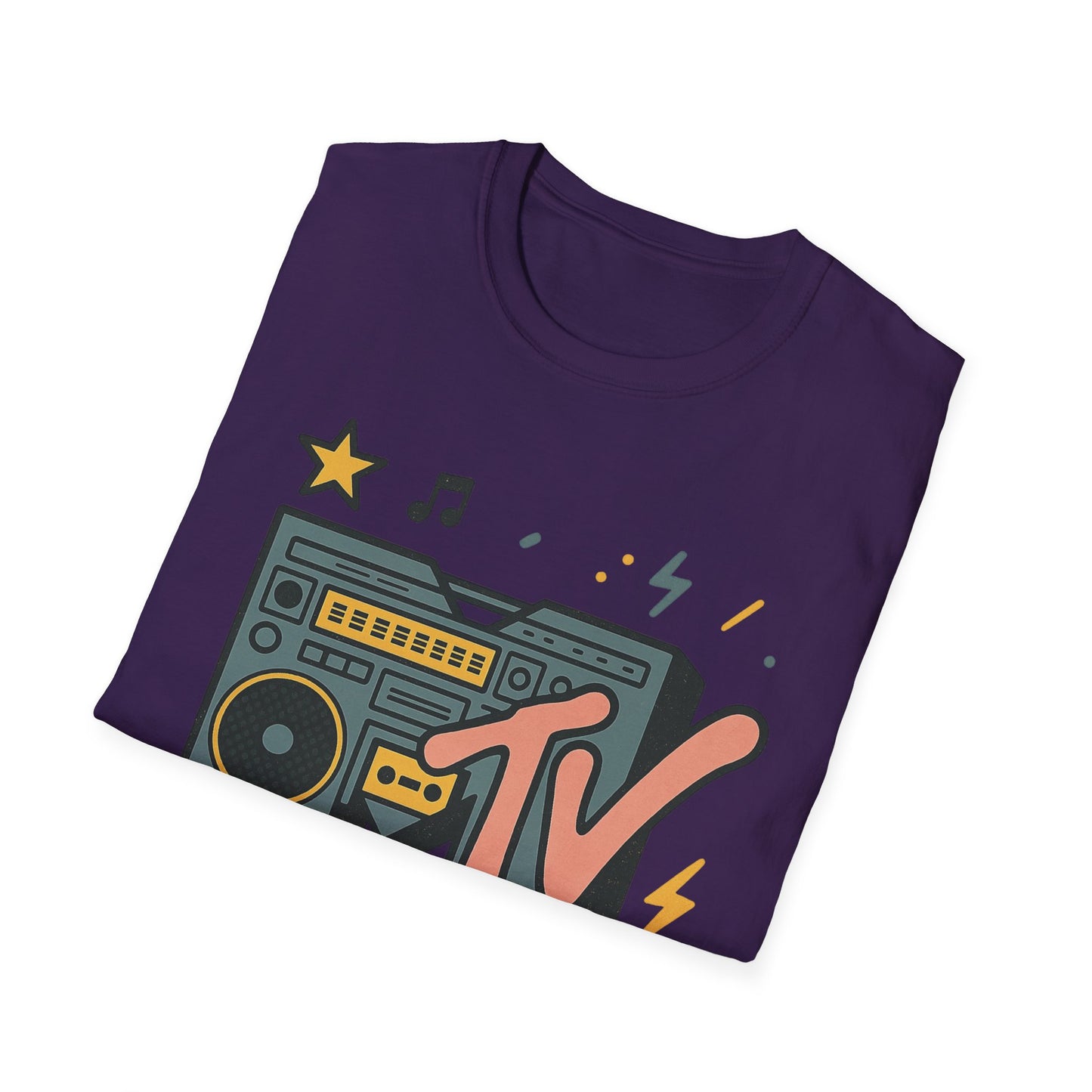 Retro MTV Vintage Leopardenmuster Musikfernsehen Grafik T-Shirt 80er 90er Throwback Unisex Band Shirt Animal Print Rock Style T-Shirt