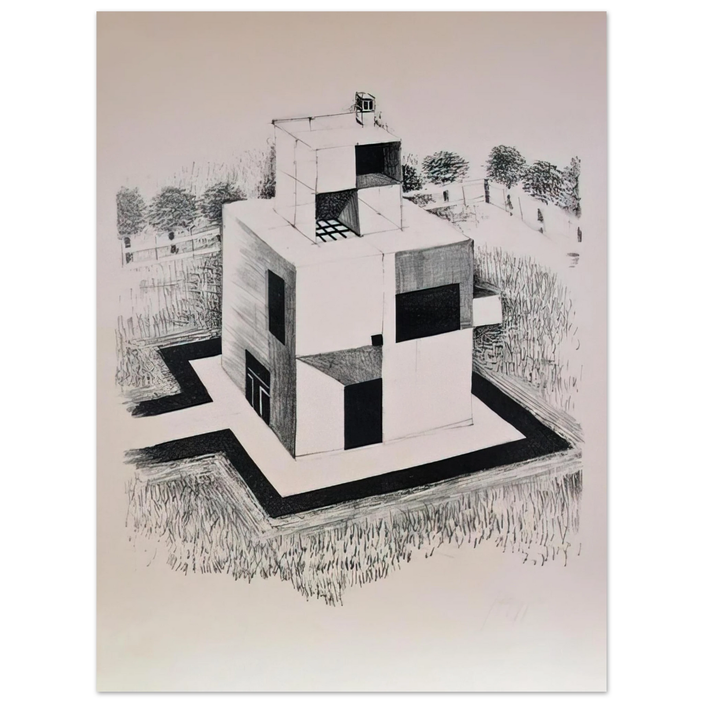 Johannes Itten - Haus Des Weissen Mannes - 1924  75x100 cm / 30x40inches Fine Art Poster