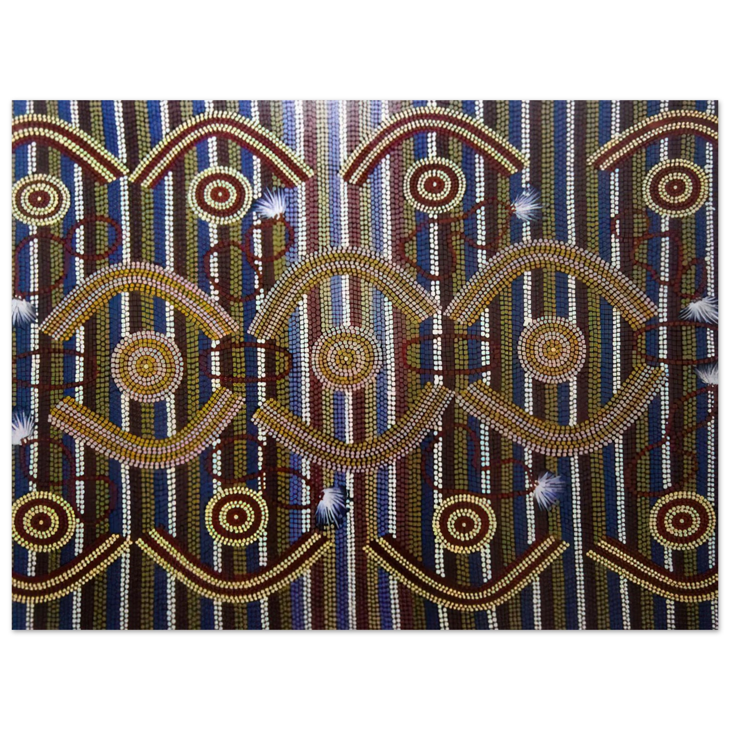 Clifford Possum Tjapaltjarri - Anmatyerre Ceremonial Designs Associated with the Rockhole Site Intankangu - 1982  75x100 cm / 30x40inches Fine Art Poster