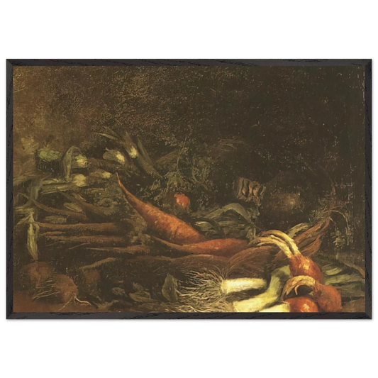 Still life with a basket of vegetables - Vincent van Gogh 70x100 cm / 28x40 inches Framed Art Print – Black Wooden Frame