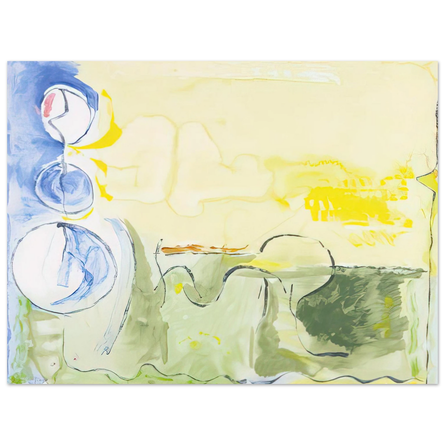 Helen Frankenthaler - Flotilla - 2006 Wall art - 21x29.7 cm / 8x12" - Premium Wooden Framed Poster With Fine Art Paper-canvas - White frame