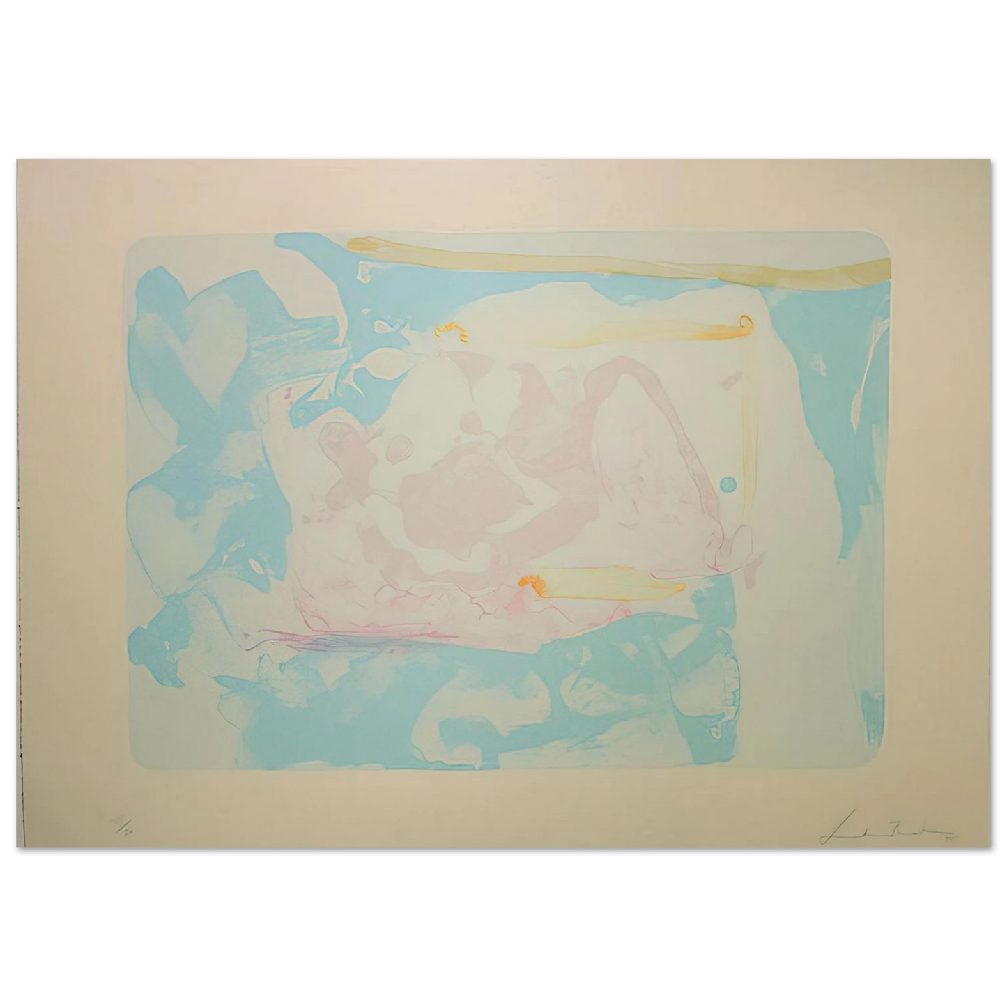 Helen Frankenthaler - Reflections III - 1995 Wall art - 15x20 cm / 6x8 inches - Premium Wooden Framed Poster With Fine Art Paper-canvas - White frame