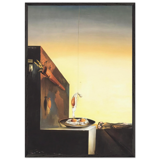 EGGS ON PLATE WITHOUT THE FLAT - Salvador Dali 70x100 cm / 28x40 inches Framed Art Print – Black Wooden Frame