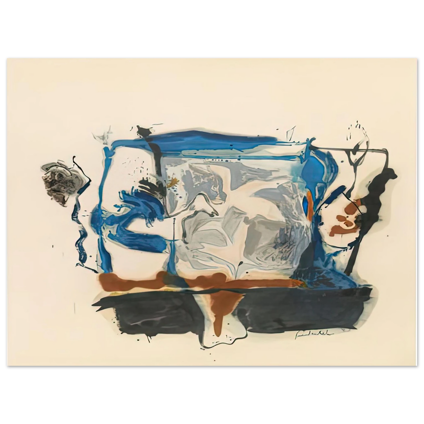 Helen Frankenthaler - Swan Lake II, 1961- Wall Art - 21x29.7 cm / 8x12" - Premium Wooden Framed Poster With Fine Art Paper-canvas - Wood frame