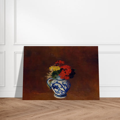 GERANIUMS AND OTHER FLOWERS IN A STONEWARE VASE - Odilon Redon Brushed Aluminum Print - 70x100 cm / 28x40 inches | Odilon Redon Aluminum Print | Odilon Redon Prints