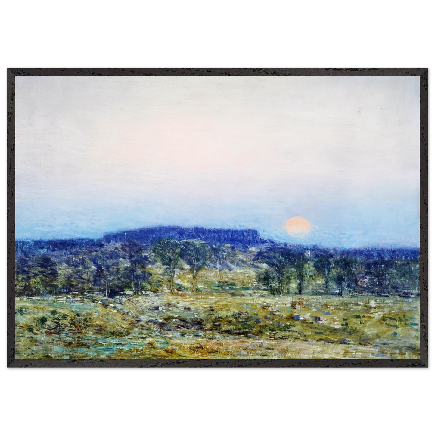 September Moonrise - Childe Hassam 70x100 cm / 28x40 inches Framed Art Print – Black Wooden Frame