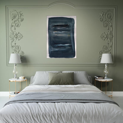 Abstract with Blue and Black - Abstract Expressionism - Larry Zox Brushed Aluminum Print - 70x100 cm / 28x40 inches | Larry Zox Aluminum Print | Larry Zox Prints