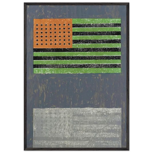 FLAGS ULAE 42 - Jasper Johns 70x100 cm / 28x40 inches Framed Art Print – Black Wooden Frame