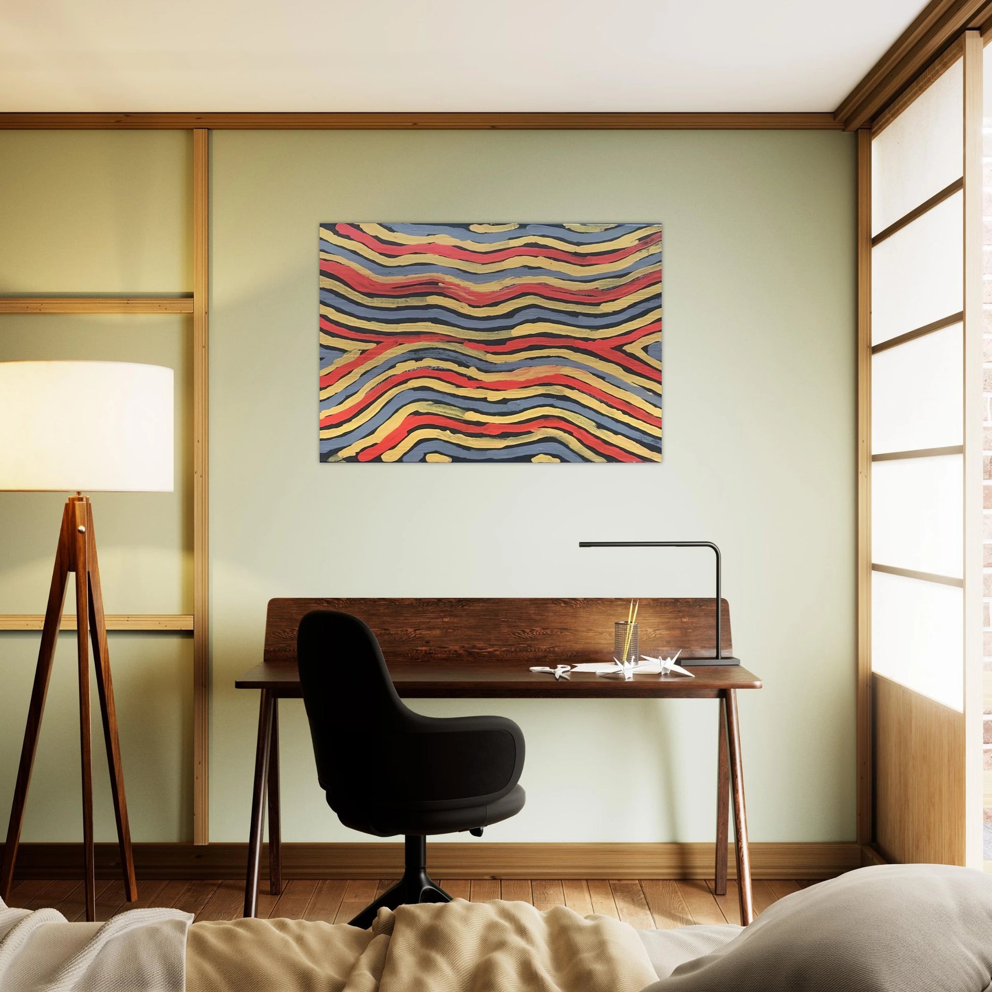 Worm Dreaming - 1997 - Clifford Possum Tjapaltjarri Brushed Aluminum Print - 70x100 cm / 28x40 inches | Clifford Possum Tjapaltjarri Aluminum Print | Clifford Possum Tjapaltjarri Prints