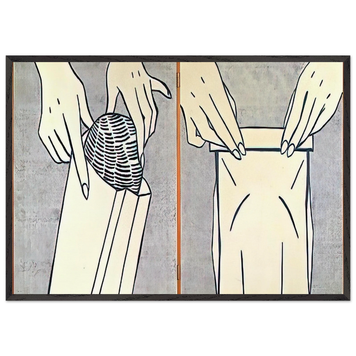 BREAD IN BAG 1961 - Roy Lichtenstein 70x100 cm / 28x40 inches Framed Art Print – Black Wooden Frame