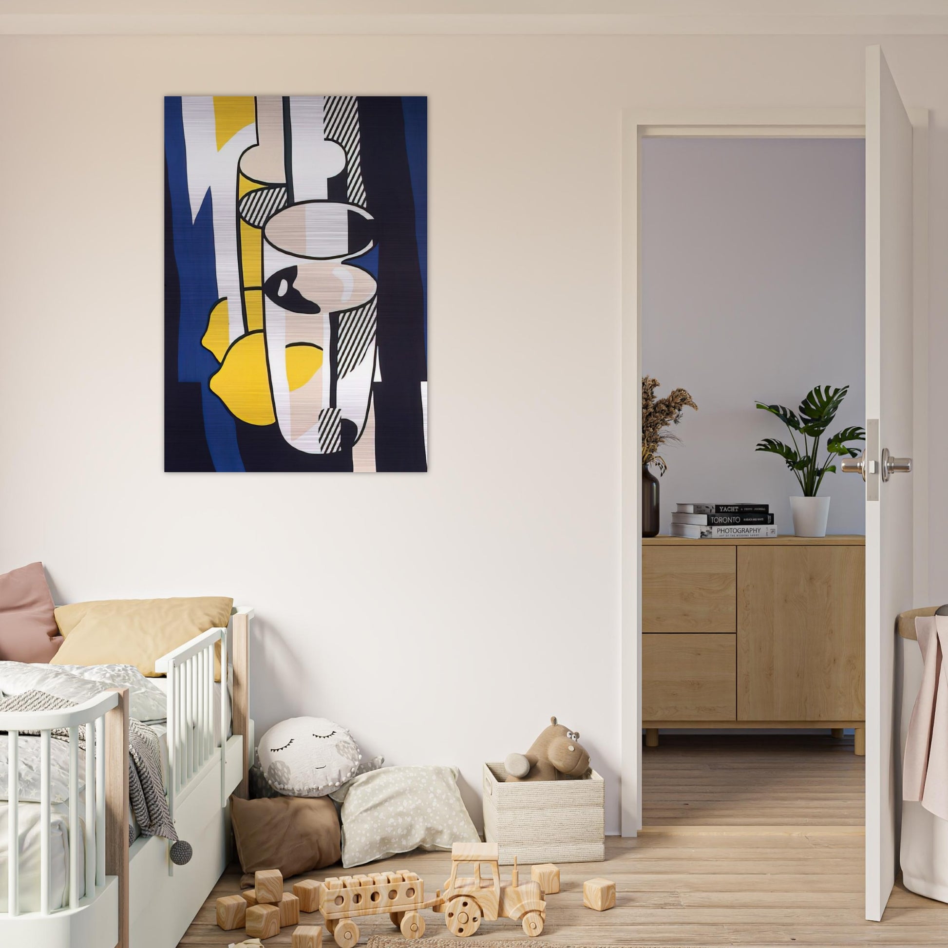 GLASS AND LEMON IN A MIRROR 1974 - Roy Lichtenstein Brushed Aluminum Print - 70x100 cm / 28x40 inches | Roy Lichtenstein Aluminum Print | Roy Lichtenstein Prints