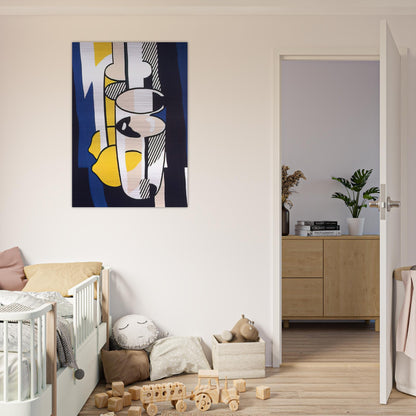 GLASS AND LEMON IN A MIRROR 1974 - Roy Lichtenstein Brushed Aluminum Print - 70x100 cm / 28x40 inches | Roy Lichtenstein Aluminum Print | Roy Lichtenstein Prints