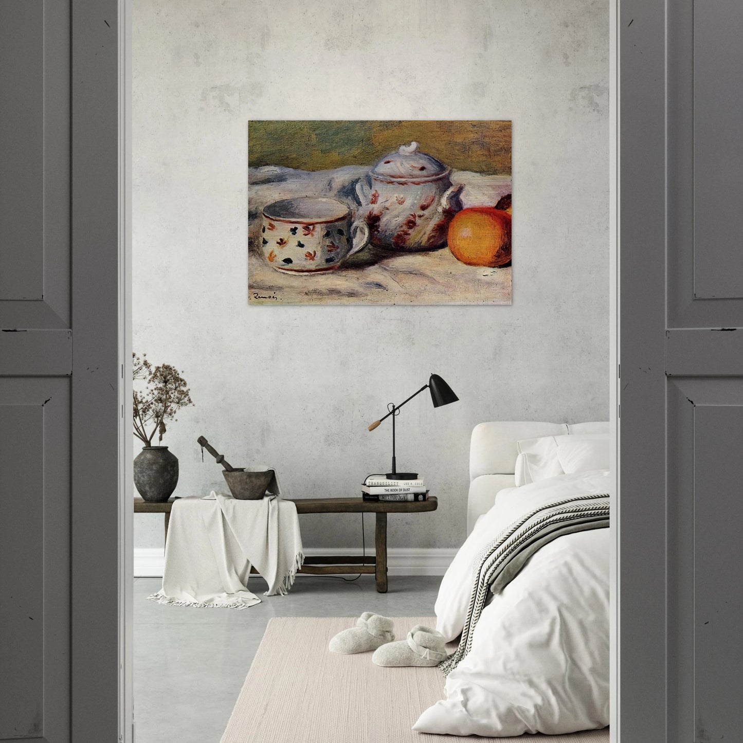 Still Life with Cup and Sugar Bowl - Pierre-Auguste Renoir Brushed Aluminum Print - 70x100 cm / 28x40 inches | Pierre-Auguste Renoir Aluminum Print | Pierre-Auguste Renoir Prints