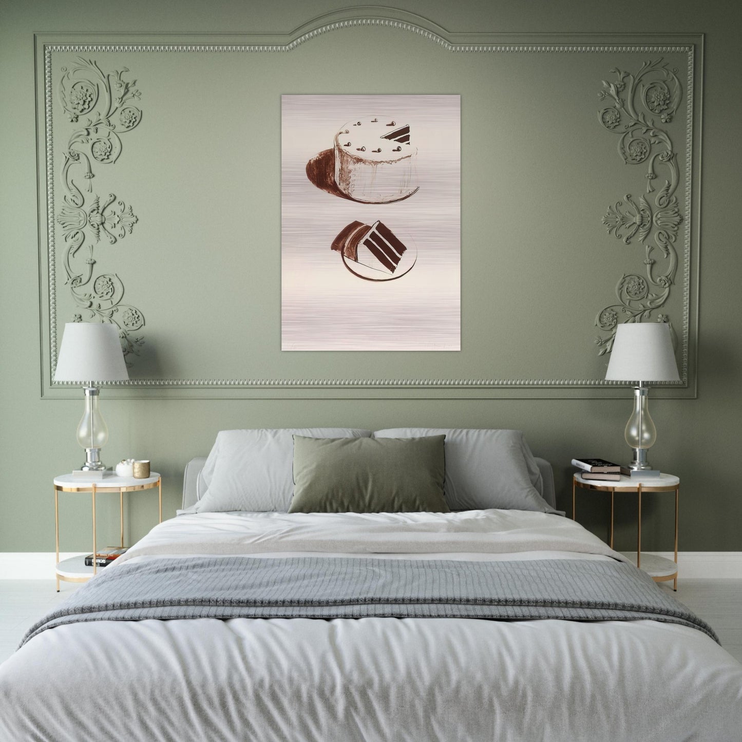 Chocolate Cake - 1971 - Wayne Thiebaud Brushed Aluminum Print - 70x100 cm / 28x40 inches | Wayne Thiebaud Aluminum Print | Wayne Thiebaud Prints