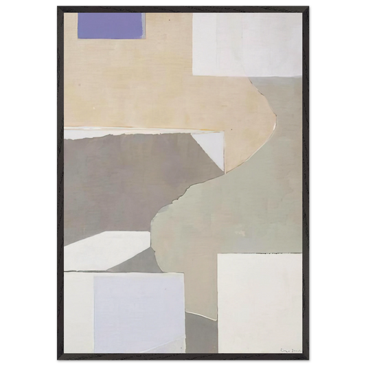 White and Brown - 1972 - Kenzo Okada 70x100 cm / 28x40 inches Framed Art Print – Black Wooden Frame