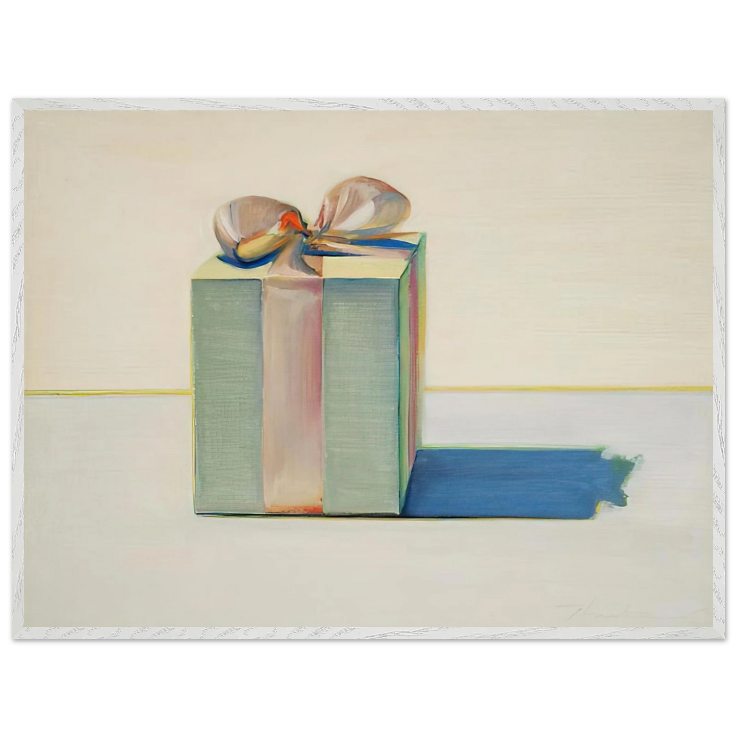 Wayne Thiebaud - Gift Box - 1971 Wall Art - 21x29.7 cm / 8x12" - Premium Wooden Framed Poster With Fine Art Paper-canvas - White frame