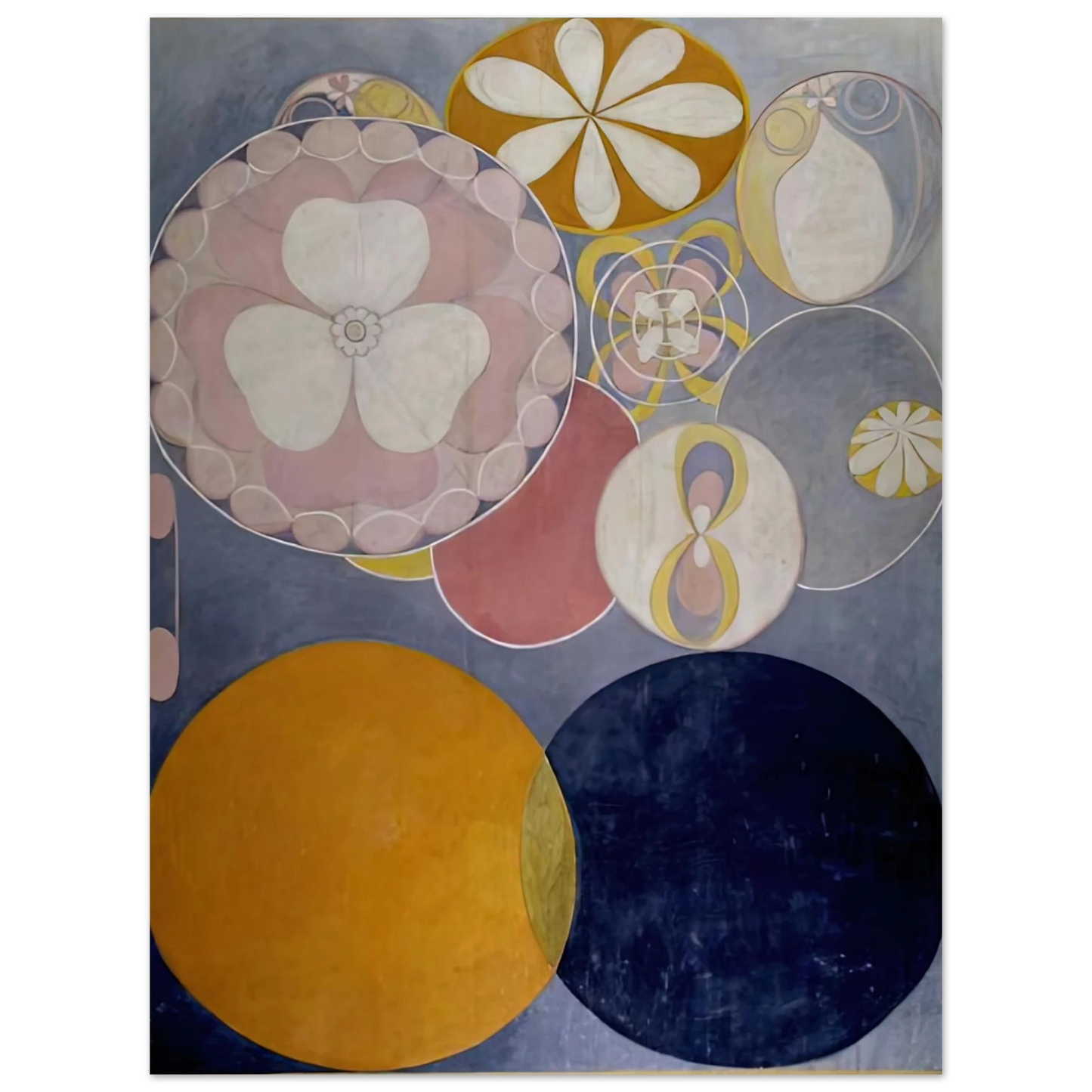 Hilma af Klint - DE TIO ST RSTA N 2 BARNAALDERN 1907 Wall art - 50x70 cm / 20x28 inches - Premium Wooden Framed Poster With Fine Art Paper-canvas - White frame