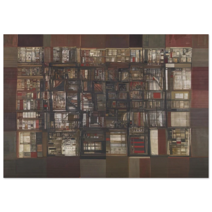 A biblioteca em fogo - 1974 - Maria Helena Vieira da Silva Brushed Aluminum Print - 70x100 cm / 28x40 inches | Maria Helena Vieira da Silva Aluminum Print | Maria Helena Vieira da Silva Prints