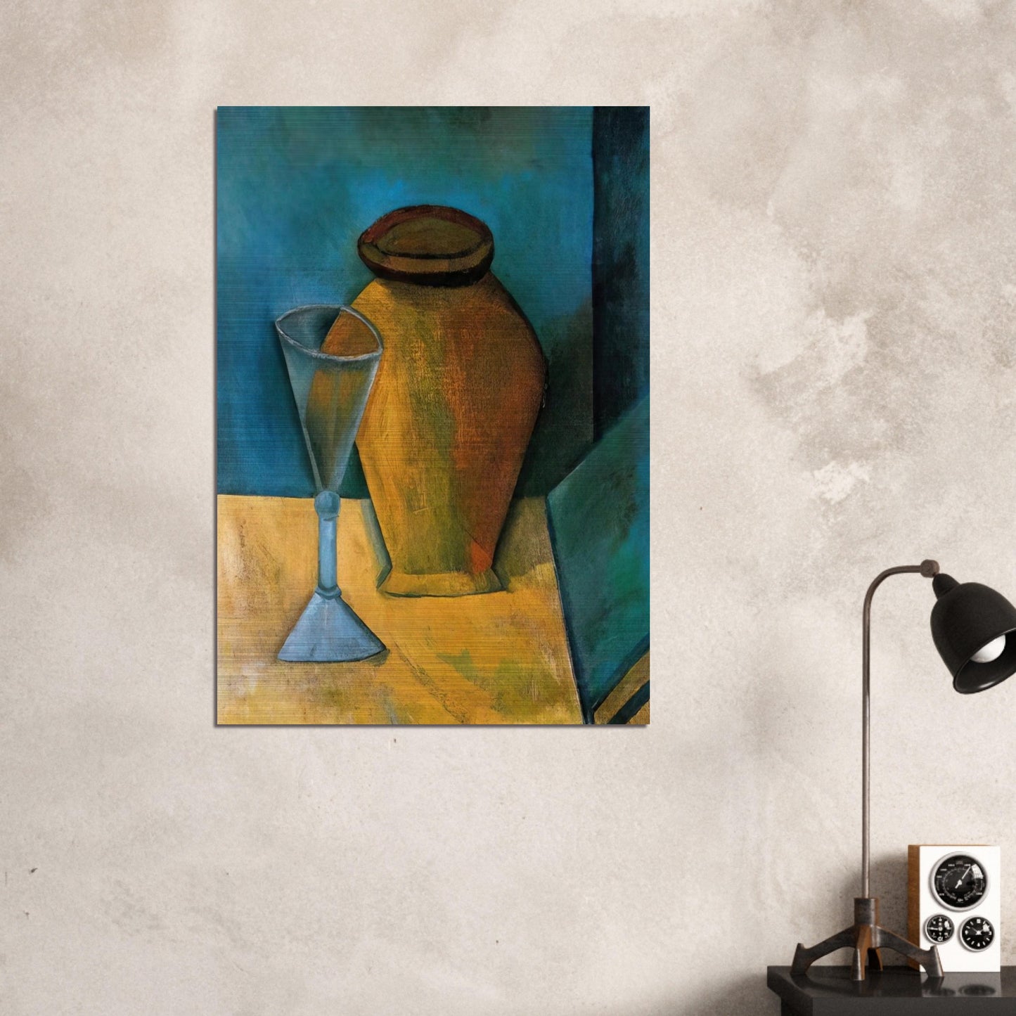 Pot, Glass and Book - 1908 - Pablo Picasso Brushed Aluminum Print - 70x100 cm / 28x40 inches | Pablo Picasso Aluminum Print | Pablo Picasso Prints