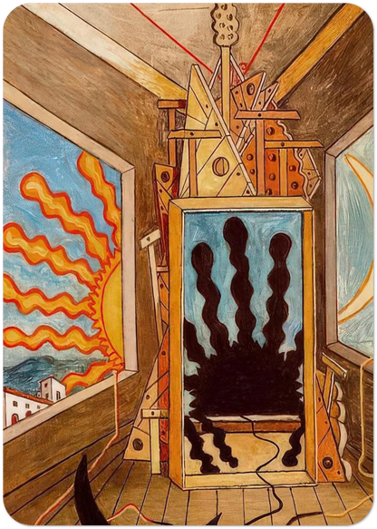 METAPHYSICAL INTERIOR WITH SUN WHICH DIES 1971 By Giorgio de Chirico Pack of 10 Post Cards | Giorgio de Chirico Post Cards | A6 (10.5 x 14.8 cm) - 4.1 x 5.8 inches