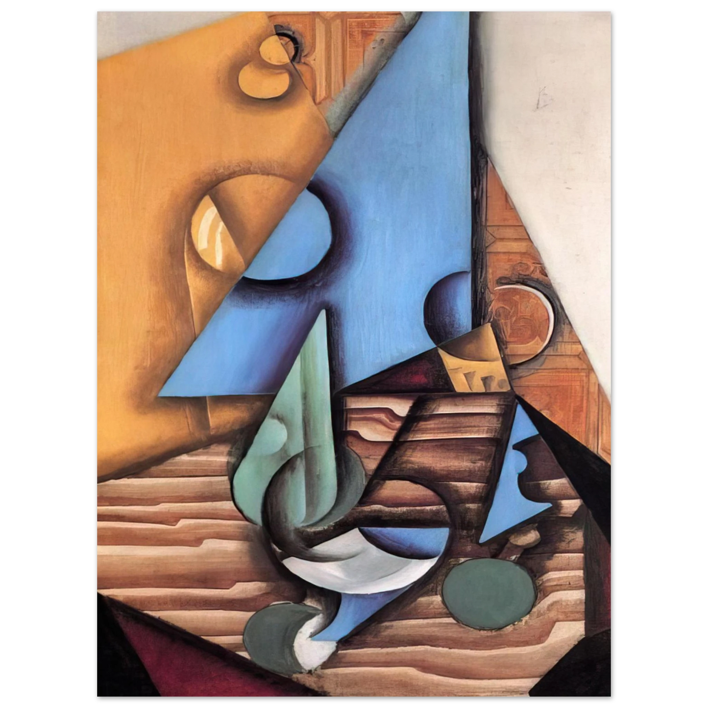 Juan Gris - BOTTLE AND GLASS ON A TABLE 1914  75x100 cm / 30x40inches Fine Art Poster