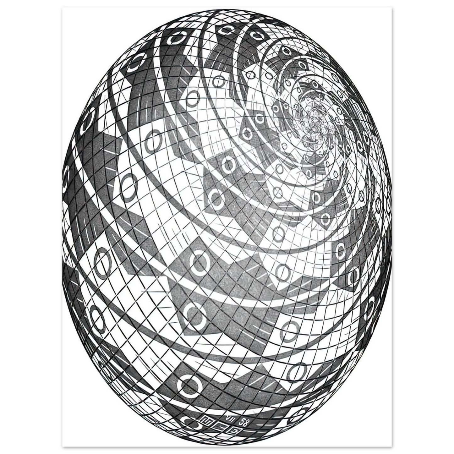 MC Escher - SPHERE SURFACE WITH FISHES Wall Art - 30x40 cm / 12x16 inches - Fine Art Poster-canvas - -