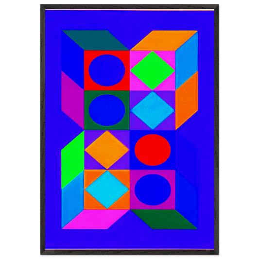 Sonora Do - 1973 - Victor Vasarely 70x100 cm / 28x40 inches Framed Art Print – Black Wooden Frame