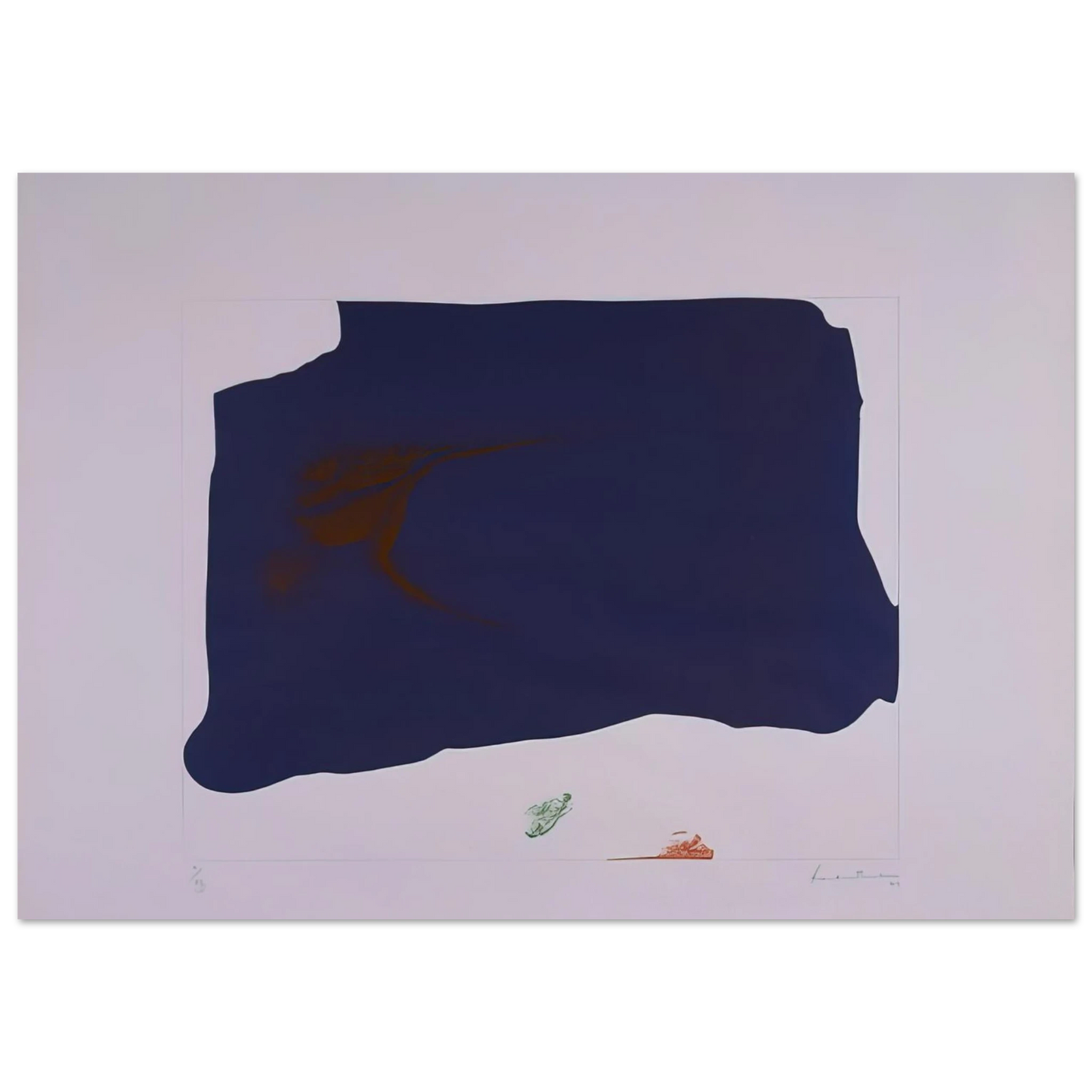 Helen Frankenthaler - Variation II on Mauve Corner - 1969 Wall art - A2 (42 x 59.4  cm) - Premium Wooden Framed Poster With Fine Art Paper-canvas - Black frame