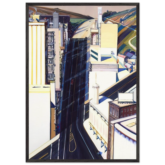 Sunset Streets - 1985 - Wayne Thiebaud 70x100 cm / 28x40 inches Framed Art Print – Black Wooden Frame