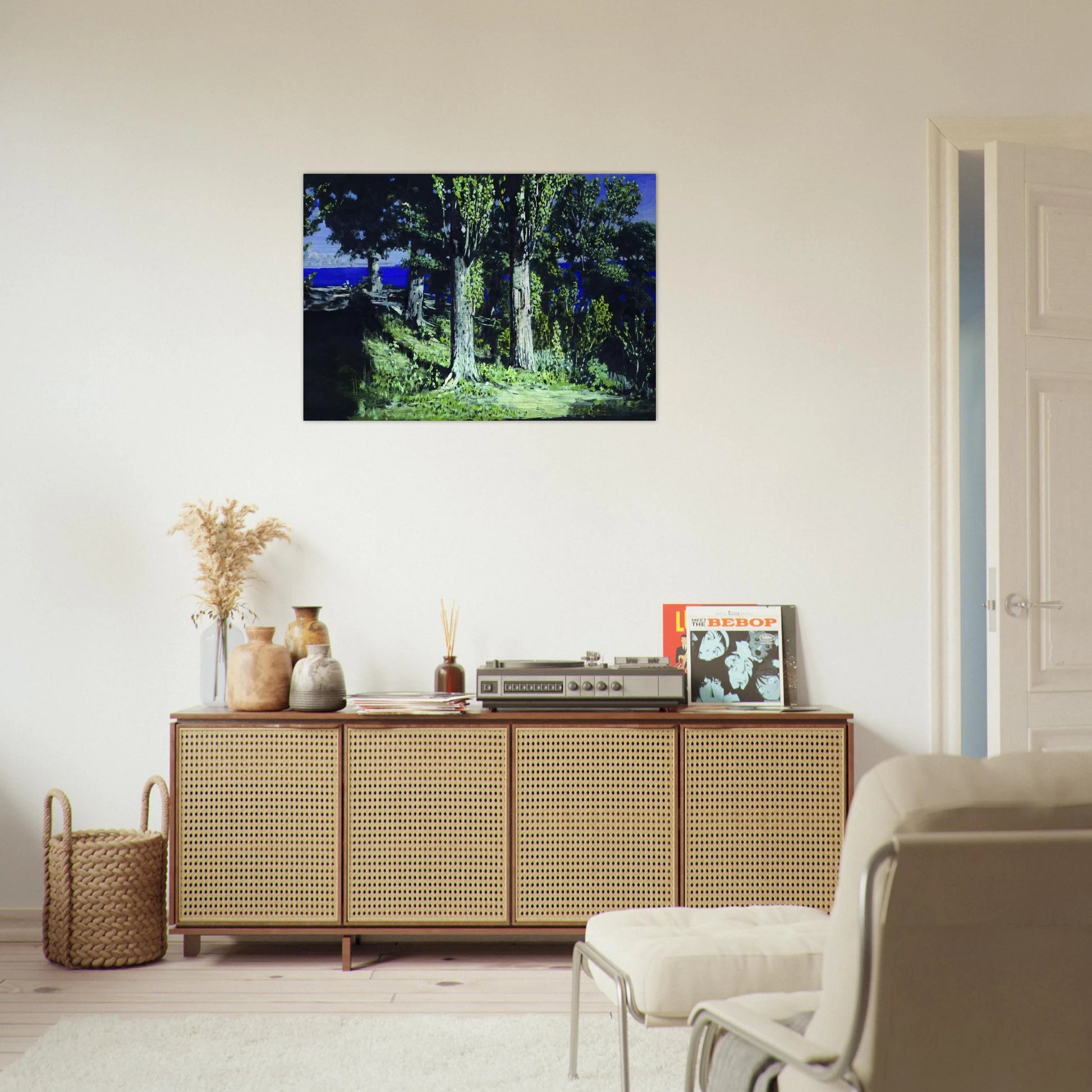 Cypresses on a Seashore. The Crimea - Arkhyp Kuindzhi Brushed Aluminum Print - 70x100 cm / 28x40 inches | Arkhyp Kuindzhi Aluminum Print | Arkhyp Kuindzhi Prints