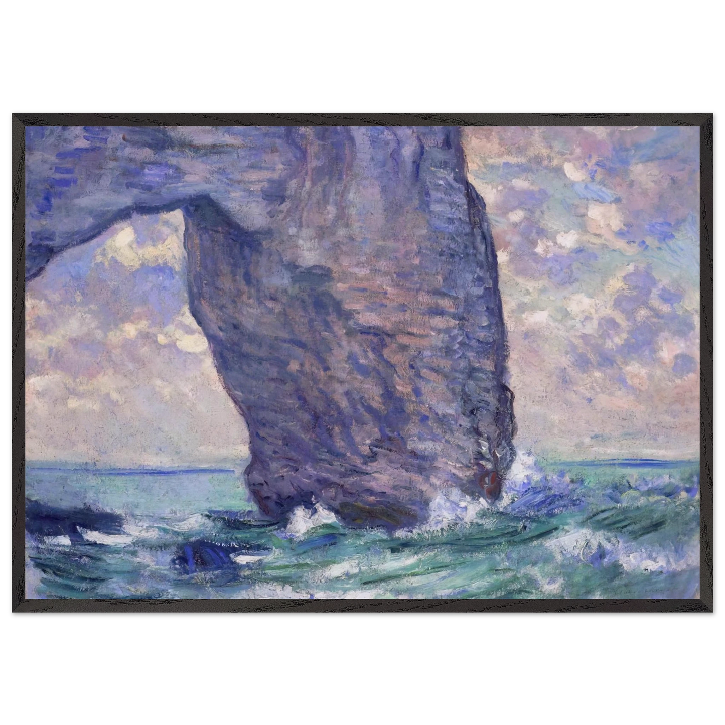 The Manneport Seen from Below - claude monet 70x100 cm / 28x40 inches Framed Art Print – Black Wooden Frame