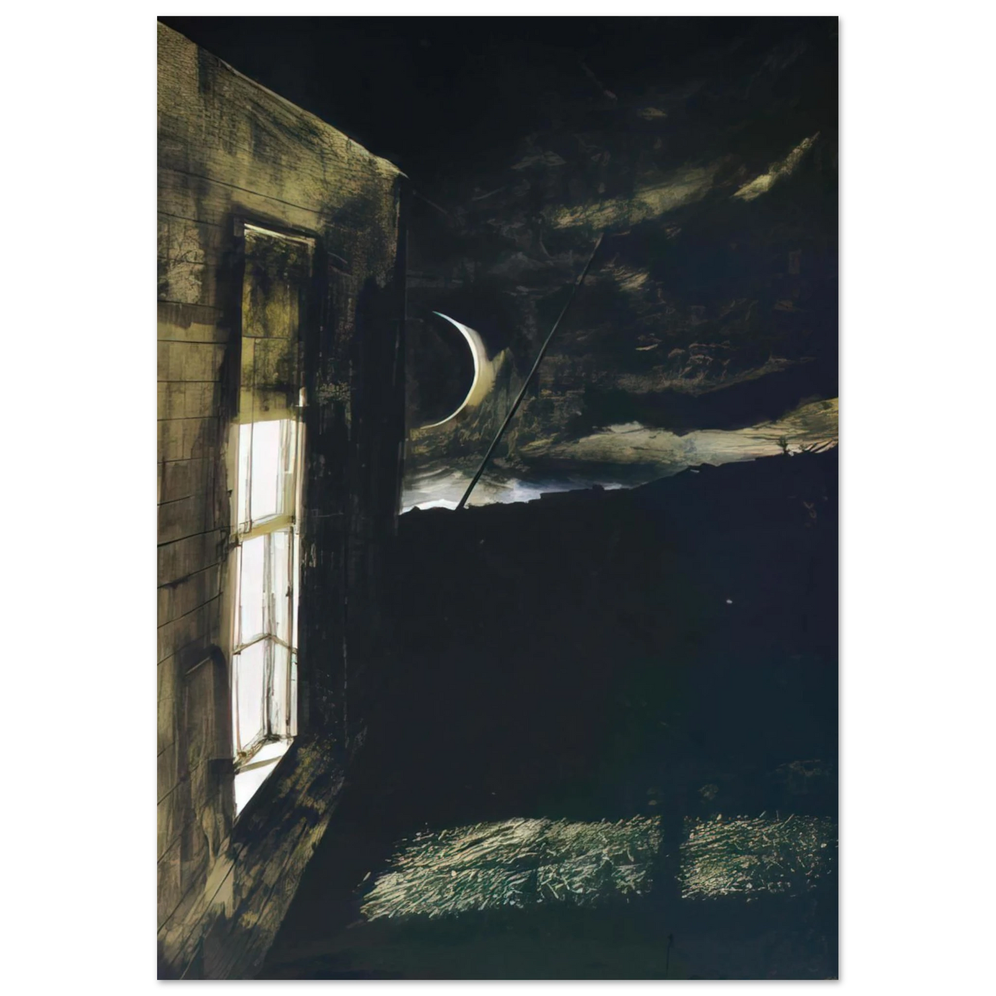 Andrew Wyeth - CRESCENT MOON Wall Art - 30x40 cm / 12x16 inches - Premium Wooden Framed Poster With Fine Art Paper-canvas - Black frame