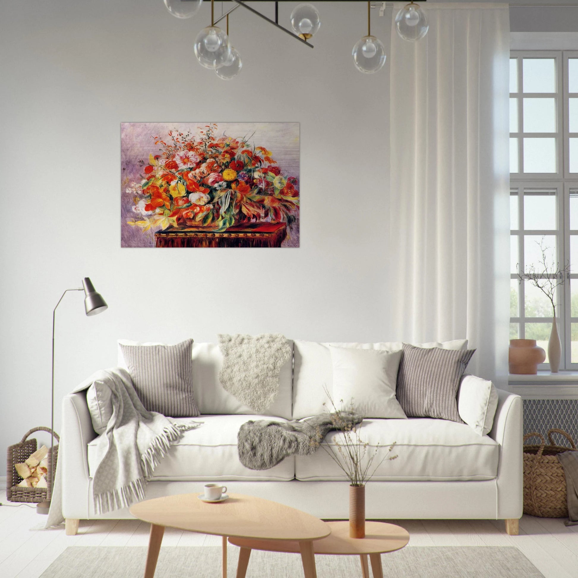 Basket of Flowers - Pierre-Auguste Renoir Brushed Aluminum Print - 70x100 cm / 28x40 inches | Pierre-Auguste Renoir Aluminum Print | Pierre-Auguste Renoir Prints