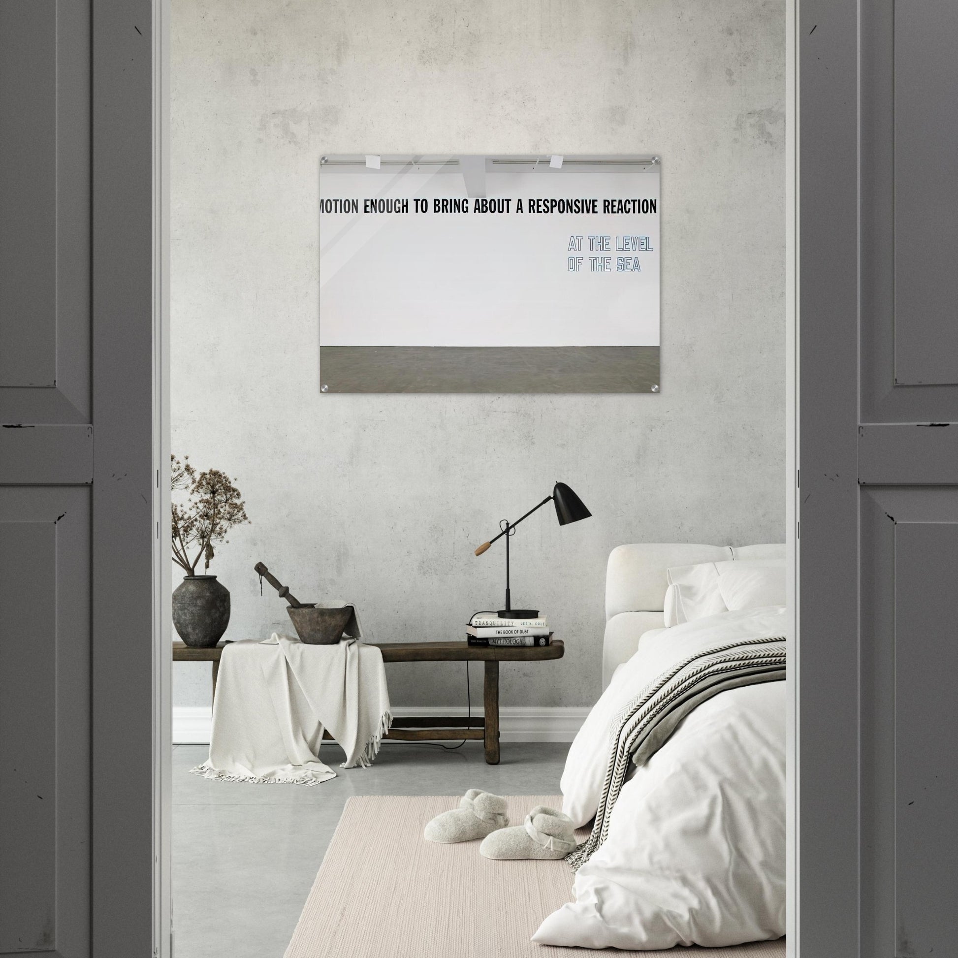 Motion Enough to Bring About... - 2008 - Lawrence Weiner Acrylic Print - 70x100 cm / 28x40″ inches | Lawrence Weiner Wall Art | Lawrence Weiner Prints